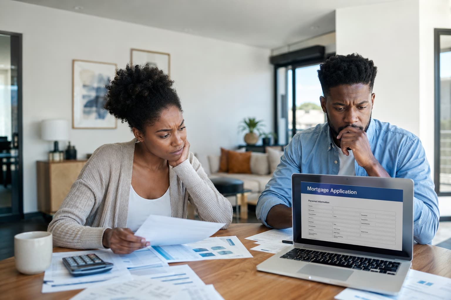Couple reviewing mortgage documents